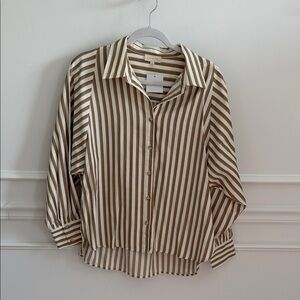 Promesa Brown and Cream Striped Top